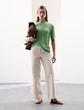 Textured Knitted Top With Alpaca and Merino Wool