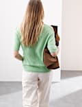 Textured Knitted Top With Alpaca and Merino Wool