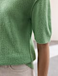 Textured Knitted Top With Alpaca and Merino Wool