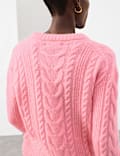 Cable Knit Jumper With Mohair