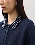 Embellished Polo Jumper with Wool