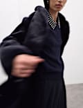 Embellished Polo Jumper with Wool