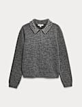 Embellished Polo Jumper with Wool