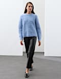 Mohair Blend Fluffy Ribbed Relaxed Jumper