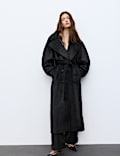 Faux Fur Double Breasted Longline Coat