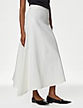 Cotton Rich Maxi Asymmetric Skirt