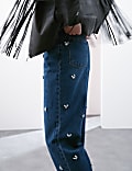 Pure Cotton Embellished Relaxed Barrel Jean