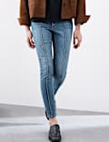 High Waisted Pintuck Skinny Jeans with Lyocell