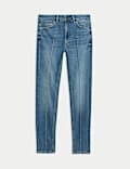 High Waisted Pintuck Skinny Jeans with Lyocell