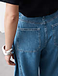 Lyocell&trade; Blend High Waisted Pleat Front Barrel Jeans