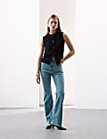 Lyocell Blend High Waisted Flared Jeans