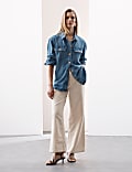 Pure Cotton High Waisted Wide Leg Jean