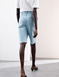 Denim High Waisted Knee Length Bermuda Shorts
