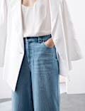 Denim High Waisted Embellished Wide Leg Jeans