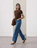 Lyocell Blend High Waisted Straight Leg Jeans