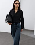 High Waisted Seam Detail Barrel Jeans