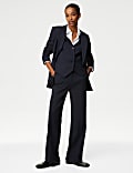 Wool Blend Straight Leg Trousers