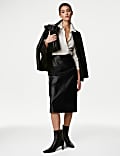 Leather Midi A-Line Skirt