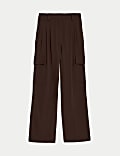 Cargo Wide Leg Trousers with Wool