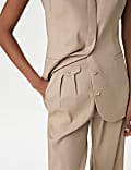 Linen Blend Pleat Front Wide Leg Trousers