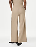 Linen Blend Pleat Front Wide Leg Trousers