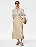 Linen Blend Maxi Wrap Skirt