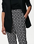 Cupro Rich Printed Straight Leg Trousers