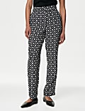 Cupro Rich Printed Straight Leg Trousers
