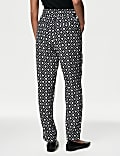 Cupro Rich Printed Straight Leg Trousers
