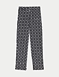 Cupro Rich Printed Straight Leg Trousers