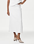 Linen Blend Maxi A-Line Skirt