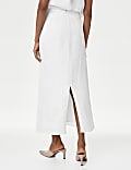 Linen Blend Maxi A-Line Skirt