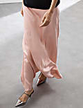 Satin Maxi Asymmetric Slip Skirt