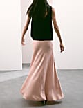 Satin Maxi Asymmetric Slip Skirt