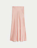 Satin Maxi Asymmetric Slip Skirt