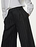 Pure Linen Striped Wide Leg Trousers