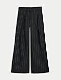 Pure Linen Striped Wide Leg Trousers