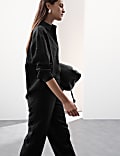 Wool Blend Embellished Straight Leg Trousers