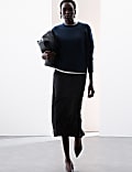 Suede Midi A-Line Skirt