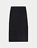 Suede Midi A-Line Skirt