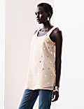 Mirror Embellished Sleeveless Longline Top