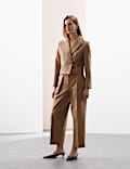 Barrel Leg Trousers with Wool