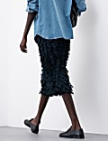 Textured Midi Straight Skirt