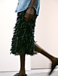 Textured Midi Straight Skirt