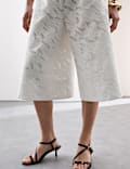 Pure Cotton Broderie Detail Wide Leg Culottes