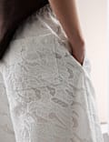Pure Cotton Broderie Detail Wide Leg Culottes