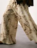 Animal Print Wide Leg Trousers