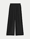 Silk Pull On Wide Leg Trousers