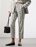 Leather Snakeskin Print Straight Leg Trousers