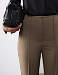 Wool Blend Seam Detail Flared Trousers